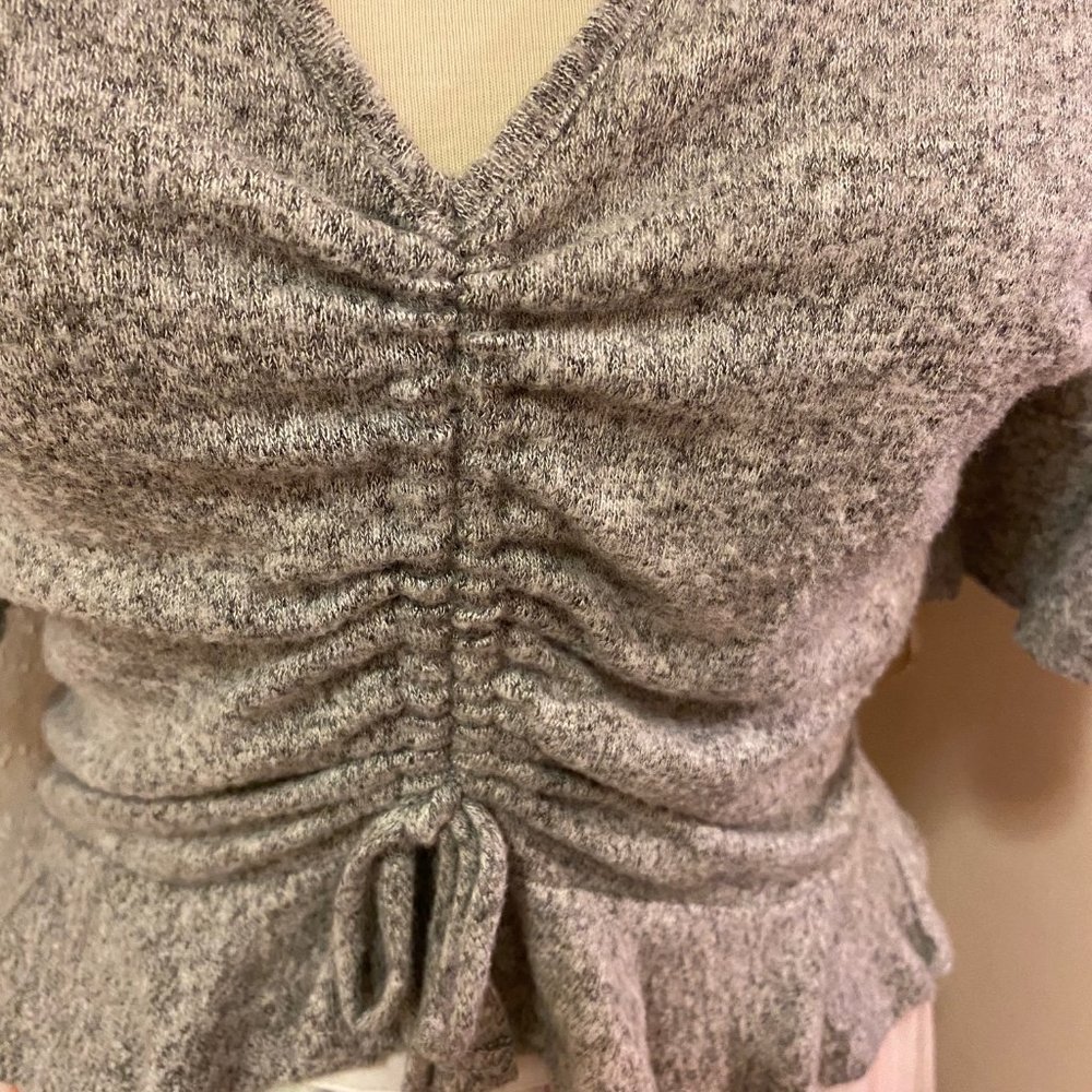 Alya Gray Tie Front Bell Sleeves Top***SALE******